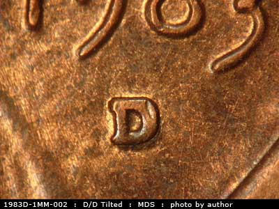 1983 Lincoln cent obverse, CopperCoins die 1983D•1MM•002.