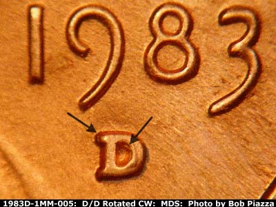 1983 Lincoln cent obverse, CopperCoins die 1983D•1MM•005.