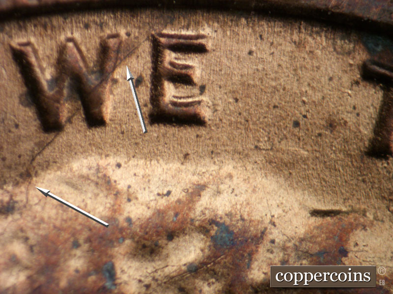 Die-stage B marker on 1983P•1DO•004 (1983 Doubled Die Obverse).