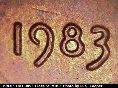1983 Lincoln cent obverse, CopperCoins die 1983P•1DO•009.