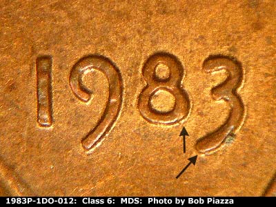 1983 Lincoln cent obverse, CopperCoins die 1983P•1DO•012.