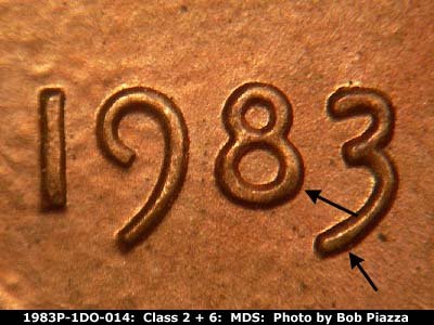 1983 Lincoln cent obverse, CopperCoins die 1983P•1DO•014.