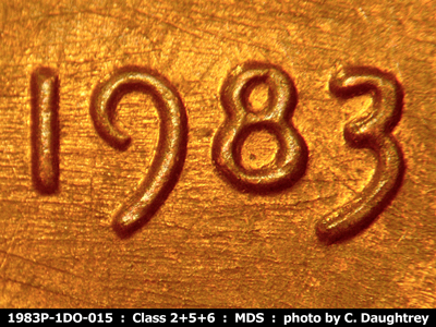1983 Lincoln cent obverse, CopperCoins die 1983P•1DO•015.