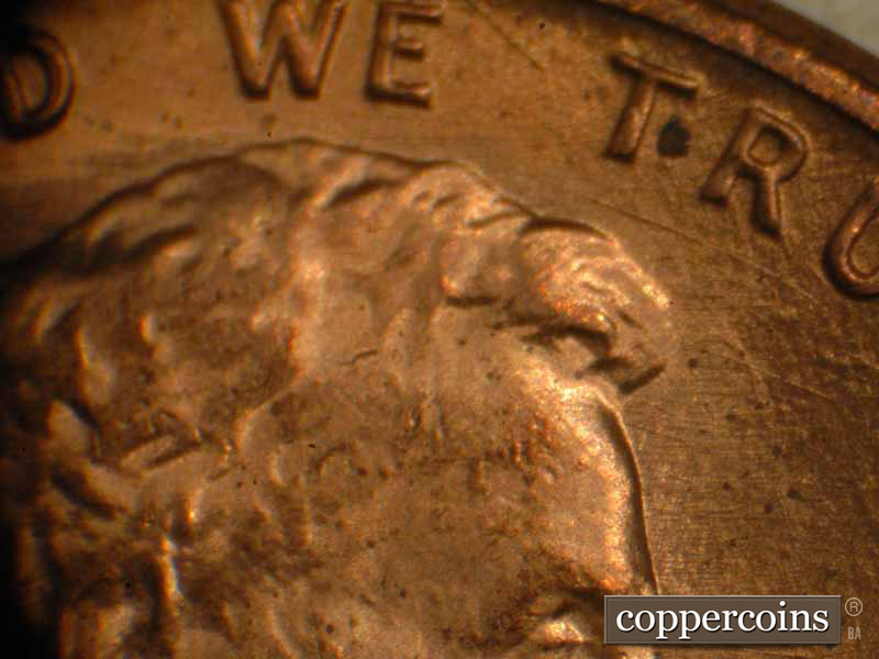 Die-stage B marker on 1983P•1DO•017 (1983 Doubled Die Obverse).