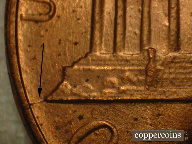 Die-stage B marker on 1983P•1DO•017 (1983 Doubled Die Obverse).