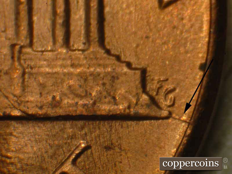 Die-stage B marker on 1983P•1DO•017 (1983 Doubled Die Obverse).