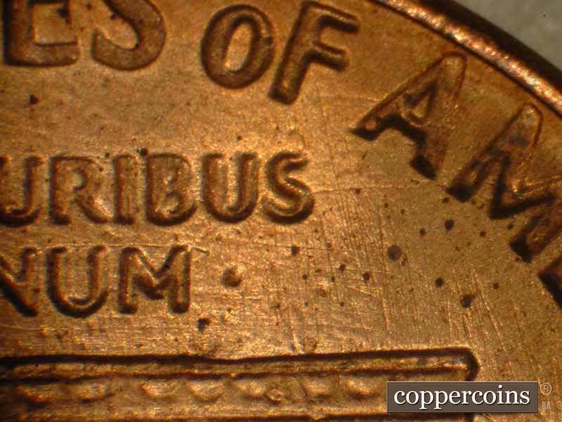 Die-stage B marker on 1983P•1DO•017 (1983 Doubled Die Obverse).