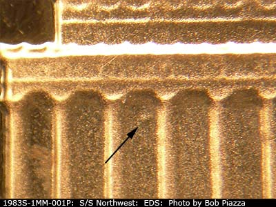 Die-stage A marker on 1983S•1MM•001P (1983 Repunched Mint Mark).