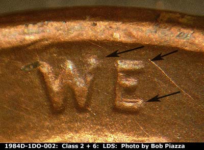 Die-stage C marker on 1984D•1DO•002 showing Doubling on WE.