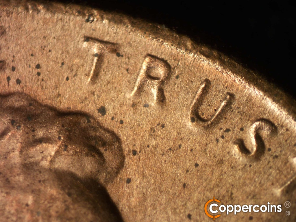 Die-stage B marker on 1984D•1DO•002 showing Doubling on TRUST.
