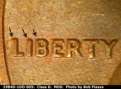 1984 Lincoln cent obverse, CopperCoins die 1984D•1DO•005.