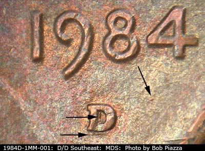 1984 Lincoln cent obverse, CopperCoins die 1984D•1MM•001.