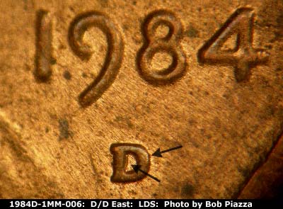 Die-stage C marker on 1984D•1MM•006 (1984 Repunched Mint Mark).