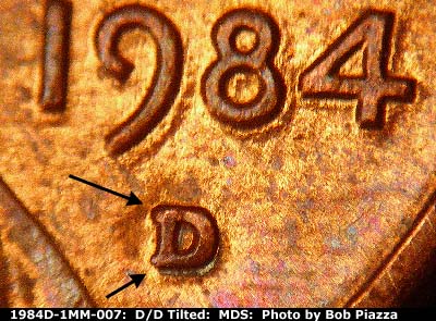 1984 Lincoln cent obverse, CopperCoins die 1984D•1MM•007.