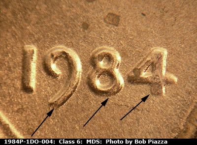 1984 Lincoln cent obverse, CopperCoins die 1984P•1DO•004.