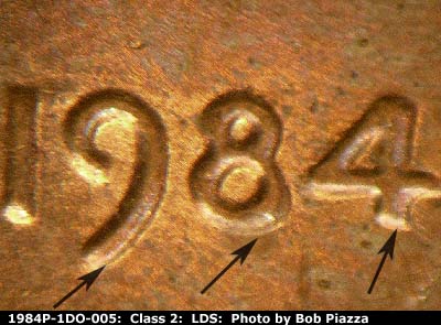 Die-stage C marker on 1984P•1DO•005 (1984 Doubled Die Obverse).
