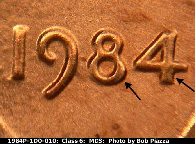 1984 Lincoln cent obverse, CopperCoins die 1984P•1DO•010.