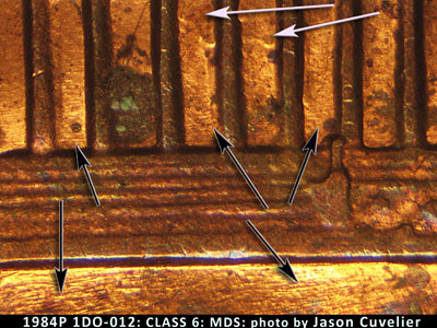 Die-stage B marker on 1984P•1DO•012 (1984 Doubled Die Obverse).