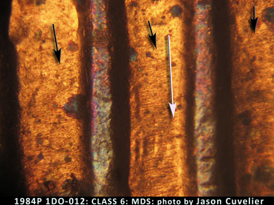 Die-stage B marker on 1984P•1DO•012 (1984 Doubled Die Obverse).