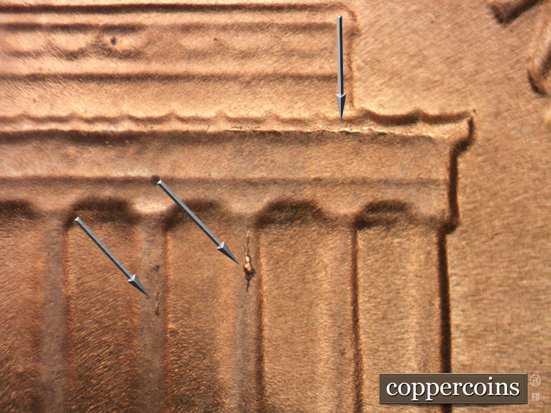 Die-stage B marker on 1985D•1MM•021 (1985 Repunched Mint Mark).