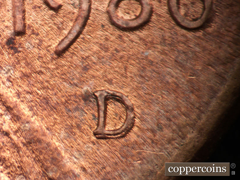 1986 Lincoln cent obverse, CopperCoins die 1986D•1MM•001.