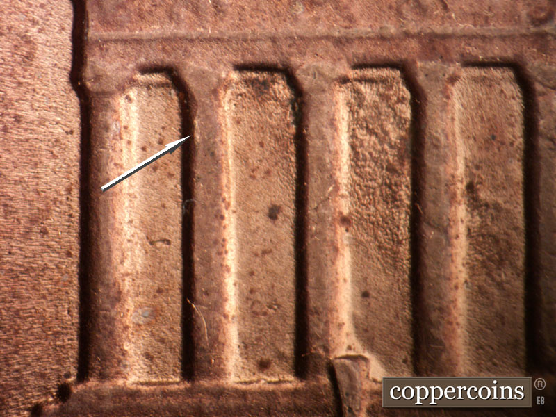 Die-stage B marker on 1986D•1MM•001 (1986 Repunched Mint Mark).