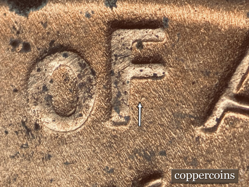 Die-stage B marker on 1986D•1MM•021 (1986 Repunched Mint Mark).