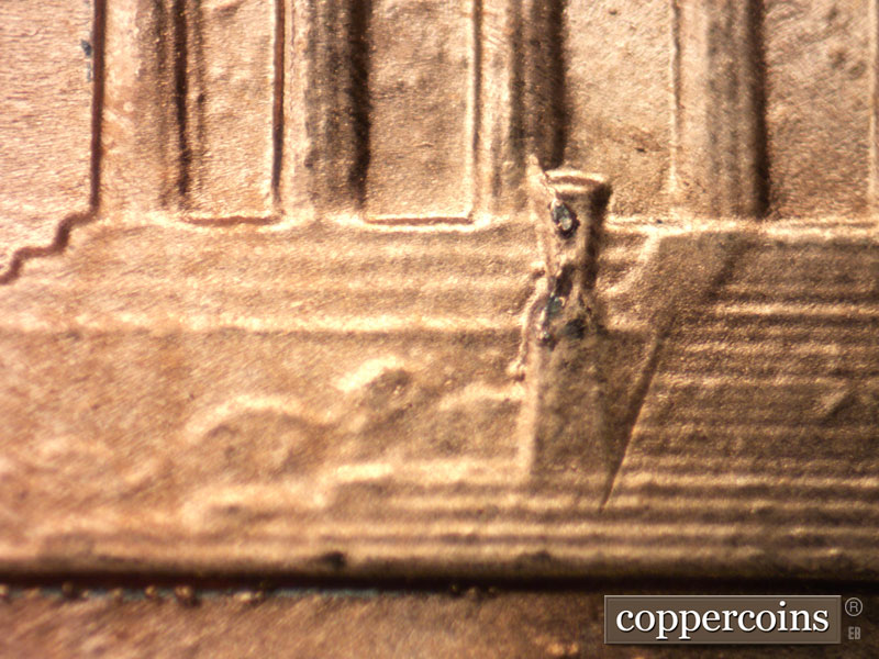 Die-stage B marker on 1987D•1MM•020 (1987 Repunched Mint Mark).