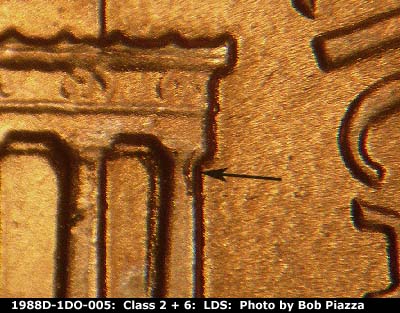 Die-stage C marker on 1988D•1DO•005 (1988 Doubled Die Obverse).