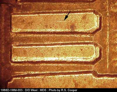 Die-stage B marker on 1988D•1MM•003 (1988 Repunched Mint Mark).