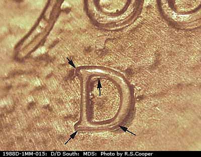 1988 Lincoln cent obverse, CopperCoins die 1988D•1MM•015.