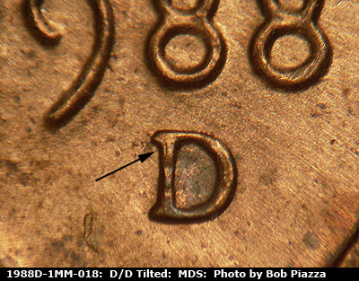 1988 Lincoln cent obverse, CopperCoins die 1988D•1MM•018.