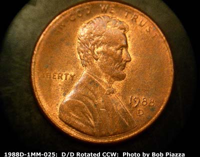 Die-stage C marker on 1988D•1MM•025 (1988 Repunched Mint Mark).
