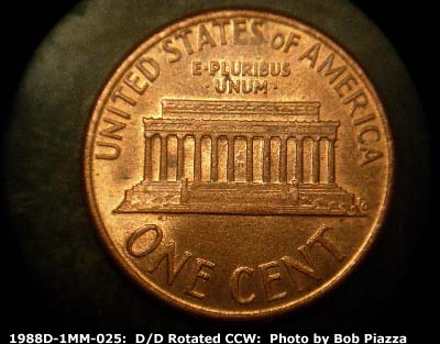 Die-stage C marker on 1988D•1MM•025 (1988 Repunched Mint Mark).