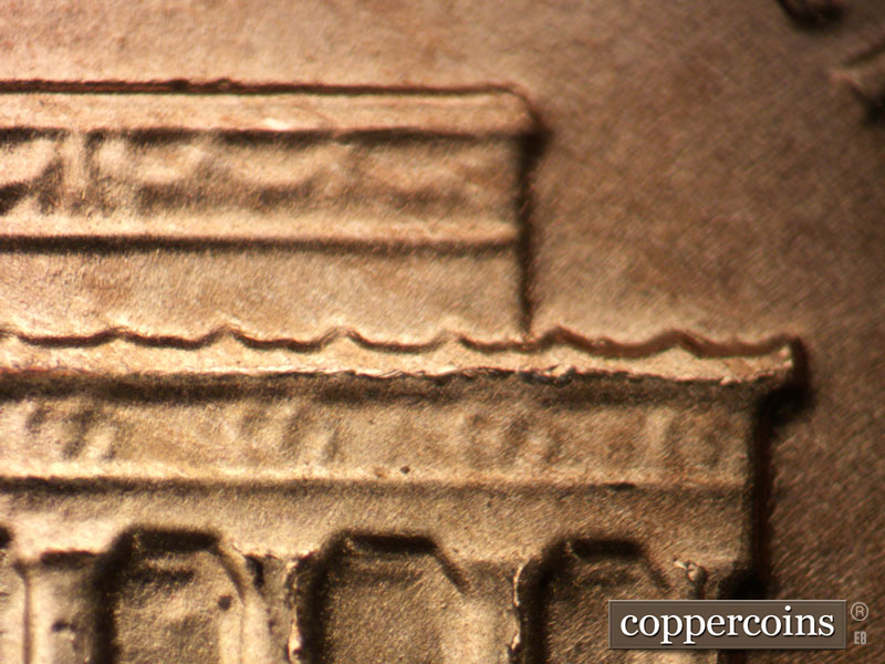 Die-stage B marker on 1988D•1MM•027 (1988 Repunched Mint Mark).