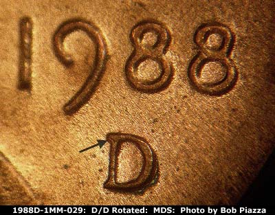 1988 Lincoln cent obverse, CopperCoins die 1988D•1MM•029.