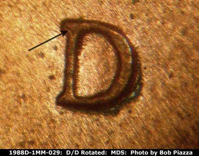 Die-stage B marker on 1988D•1MM•029 (1988 Repunched Mint Mark).