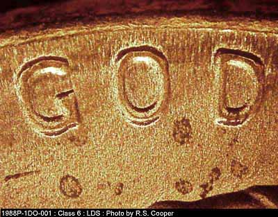 Die-stage C marker on 1988P•1DO•001 (1988 Doubled Die Obverse).