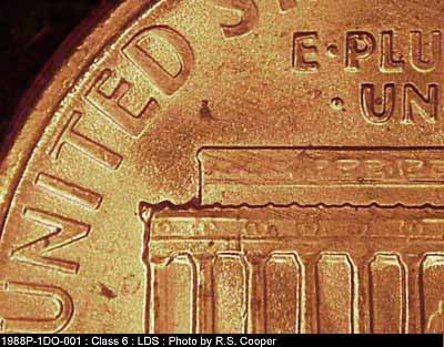 Die-stage C marker on 1988P•1DO•001 (1988 Doubled Die Obverse).