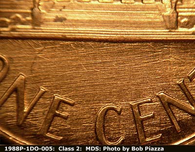 Die-stage B marker on 1988P•1DO•005 (1988 Doubled Die Obverse).