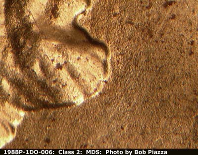 Die-stage B marker on 1988P•1DO•006 (1988 Doubled Die Obverse).