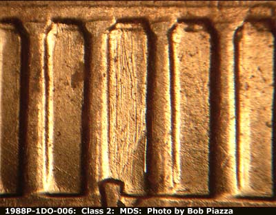 Die-stage B marker on 1988P•1DO•006 (1988 Doubled Die Obverse).