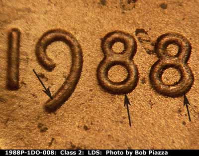Die-stage C marker on 1988P•1DO•008 (1988 Doubled Die Obverse).