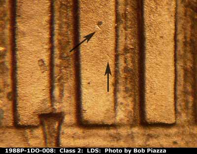 Die-stage C marker on 1988P•1DO•008 (1988 Doubled Die Obverse).