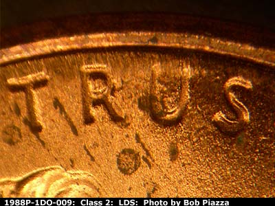 Die-stage C marker on 1988P•1DO•009 (1988 Doubled Die Obverse).