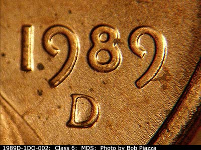 1989 Lincoln cent obverse, CopperCoins die 1989D•1DO•002.