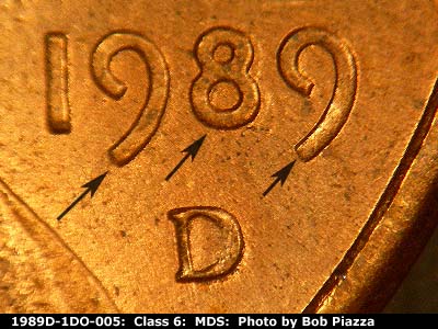 1989 Lincoln cent obverse, CopperCoins die 1989D•1DO•005.