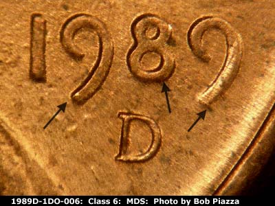 1989 Lincoln cent obverse, CopperCoins die 1989D•1DO•006.