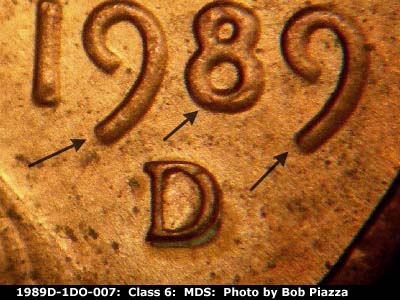 1989 Lincoln cent obverse, CopperCoins die 1989D•1DO•007.