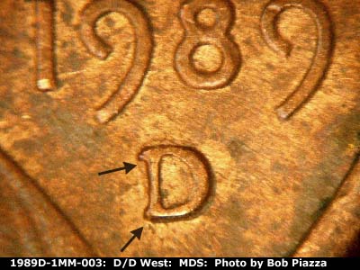 1989 Lincoln cent obverse, CopperCoins die 1989D•1MM•003.